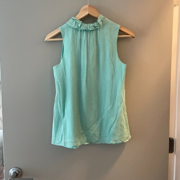 EUC J.Crew Naomi Sleeveless Silk Flutter Blouse Top Mint Size 0 - Picture 3 of 3